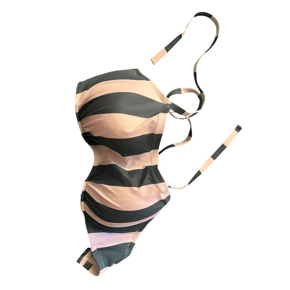 Shade and Shore Large Swimsuit Top Green and White